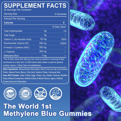 LILICARE Methylene Blue Gummies – Brain & Mitochondrial Support, Sugar Free, 60 Ct