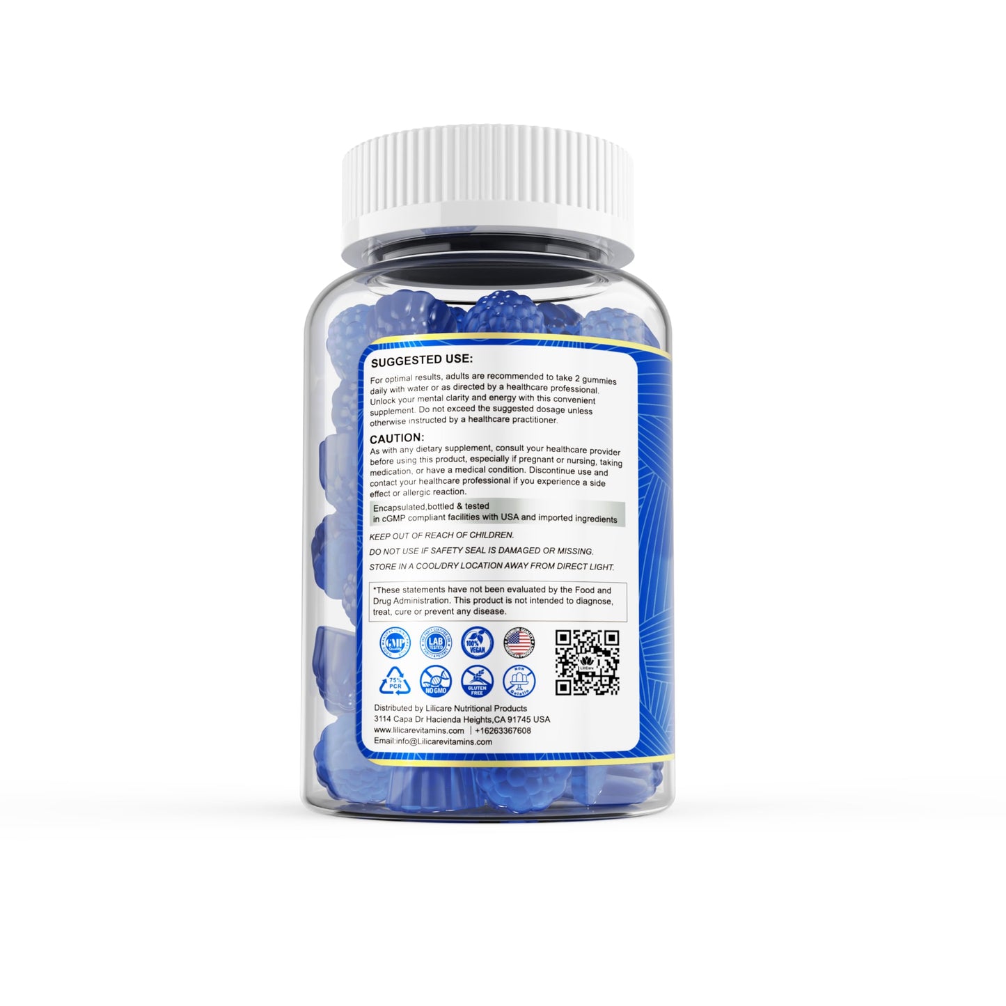 LILICARE Methylene Blue Gummies – Brain & Mitochondrial Support, Sugar Free, 60 Ct