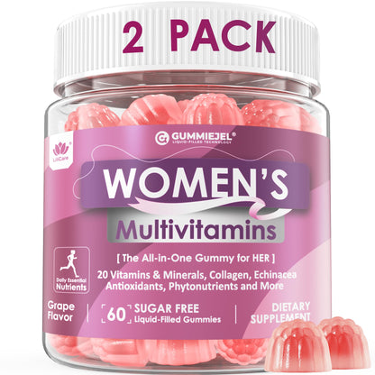 LILICARE 2 Pack Women’s Multivitamin Gummies – Methylated Formula, Biotin, Collagen, Iron, No Sugar