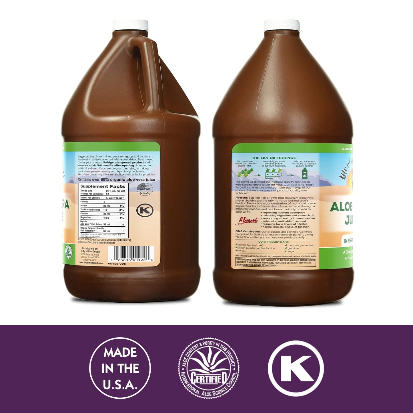 Lily of the Desert Aloe Vera Juice - Inner Fillet, Organic Aloe, Digestive Enzymes, 128 Fl Oz