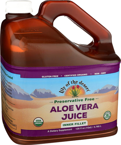 Lily of the Desert Aloe Vera Juice - Organic Inner Fillet, Preservative-Free, 128 Fl Oz | Gut Health & Skin