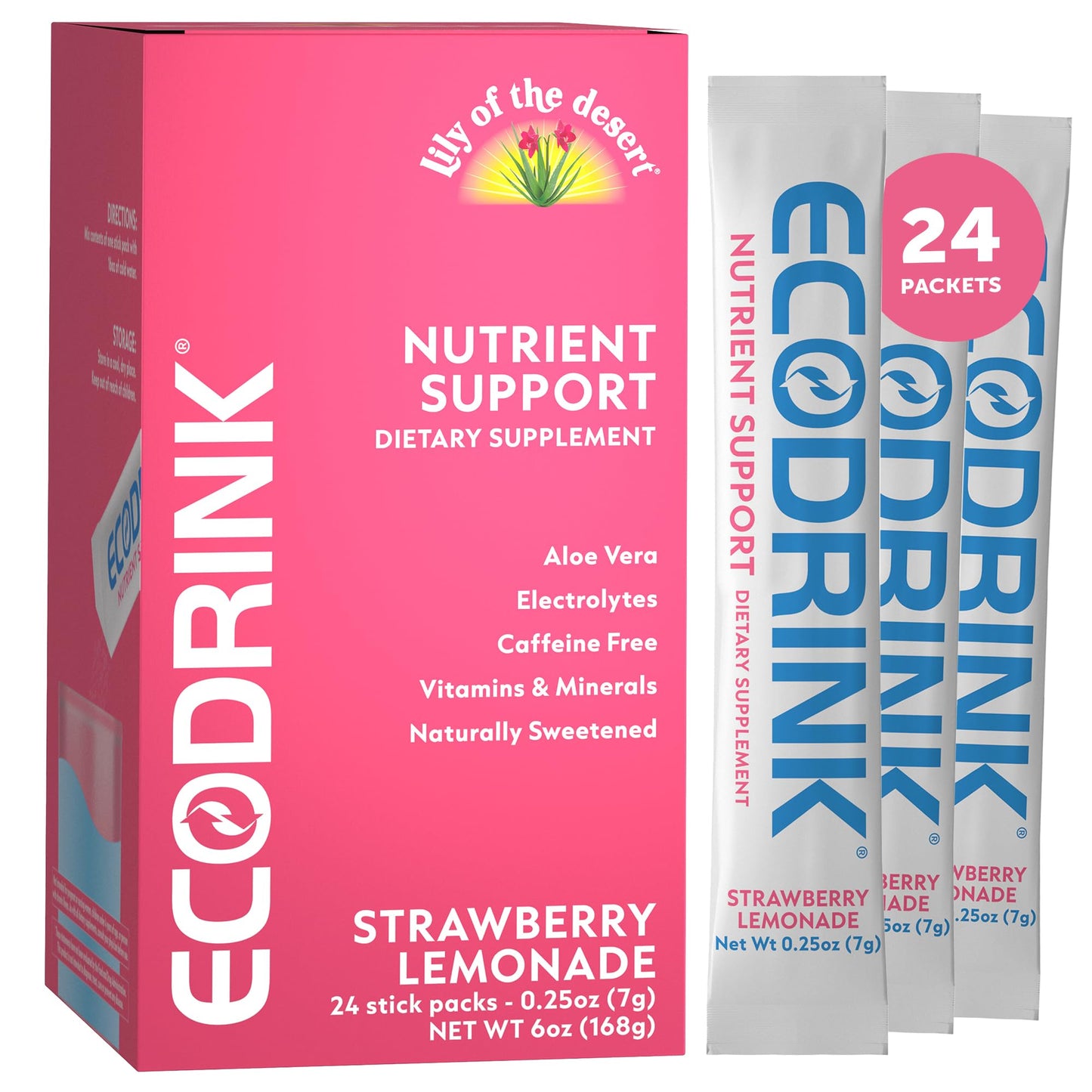 Lily of the Desert EcoDrink Strawberry Lemonade Hydration Packets - 24-Pack