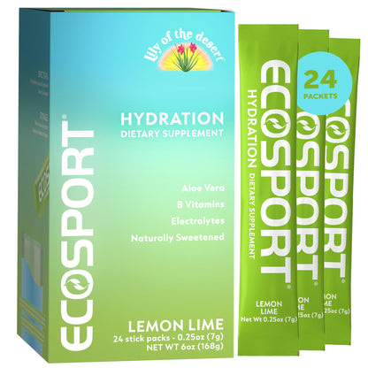 Lily of The Desert EcoSport Instant Hydration Packets – Lemon Lime, 24 Count (0.25 oz Each)