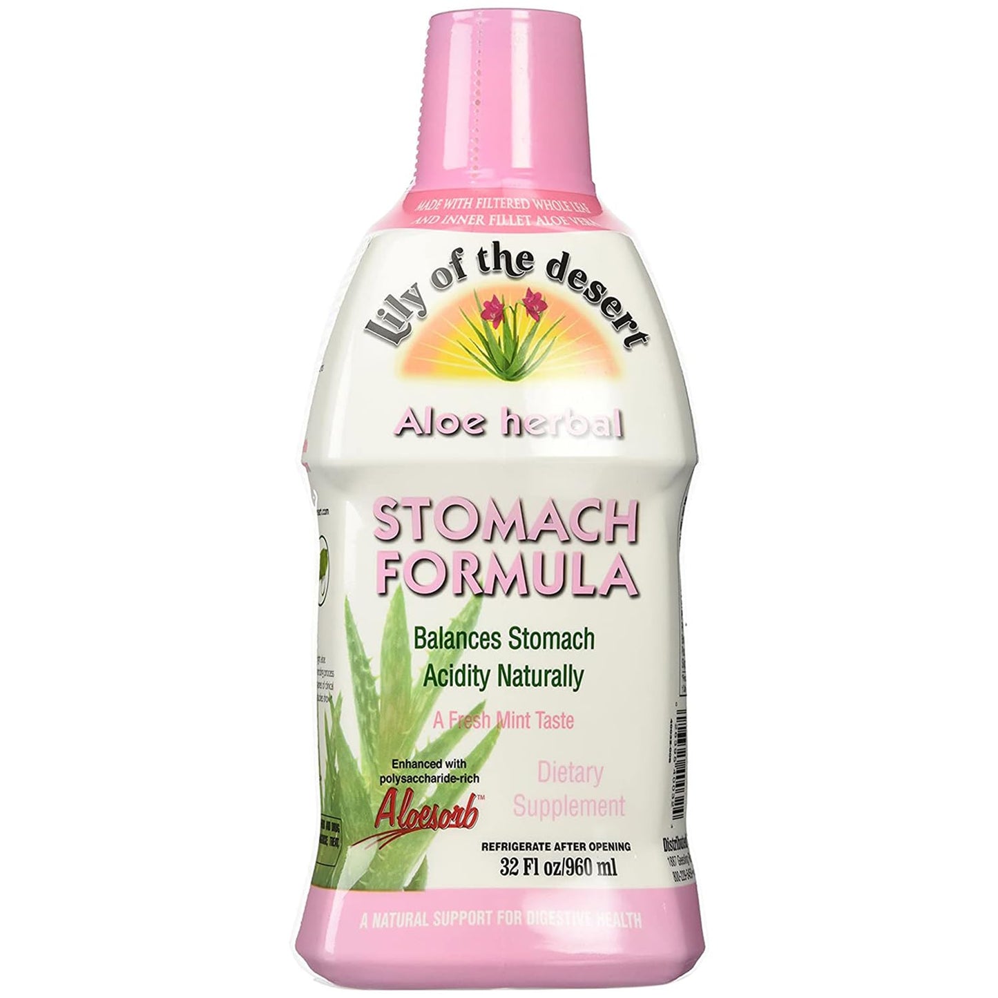 Lily Of The Desert Stomach Formula - Organic Aloe Vera Juice for Gut Health & Heartburn Relief - 32 oz