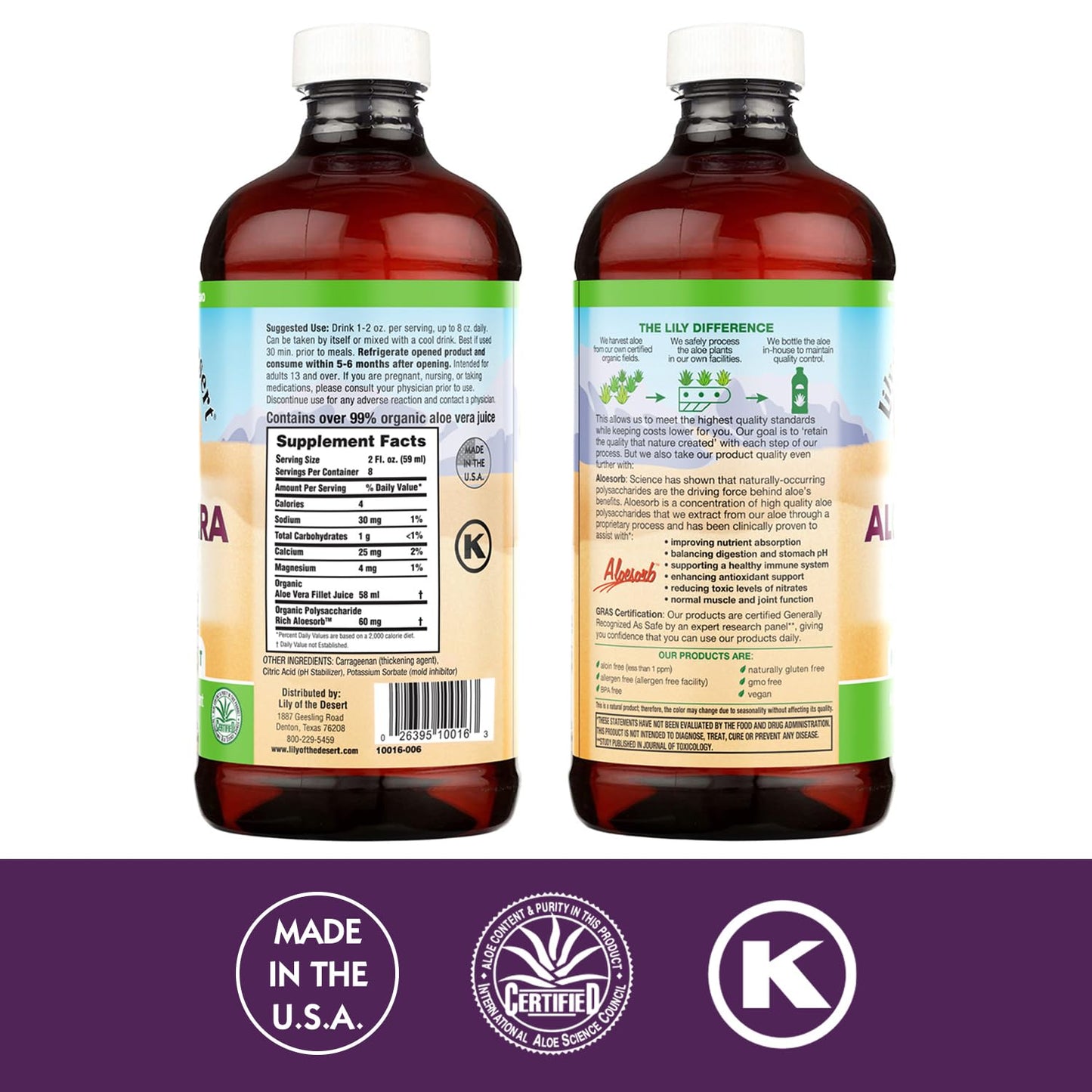 Lily of The Desert Aloe Vera Gel – Inner Fillet Drink for Gut Health (16 oz, Gelly Sachet Included)