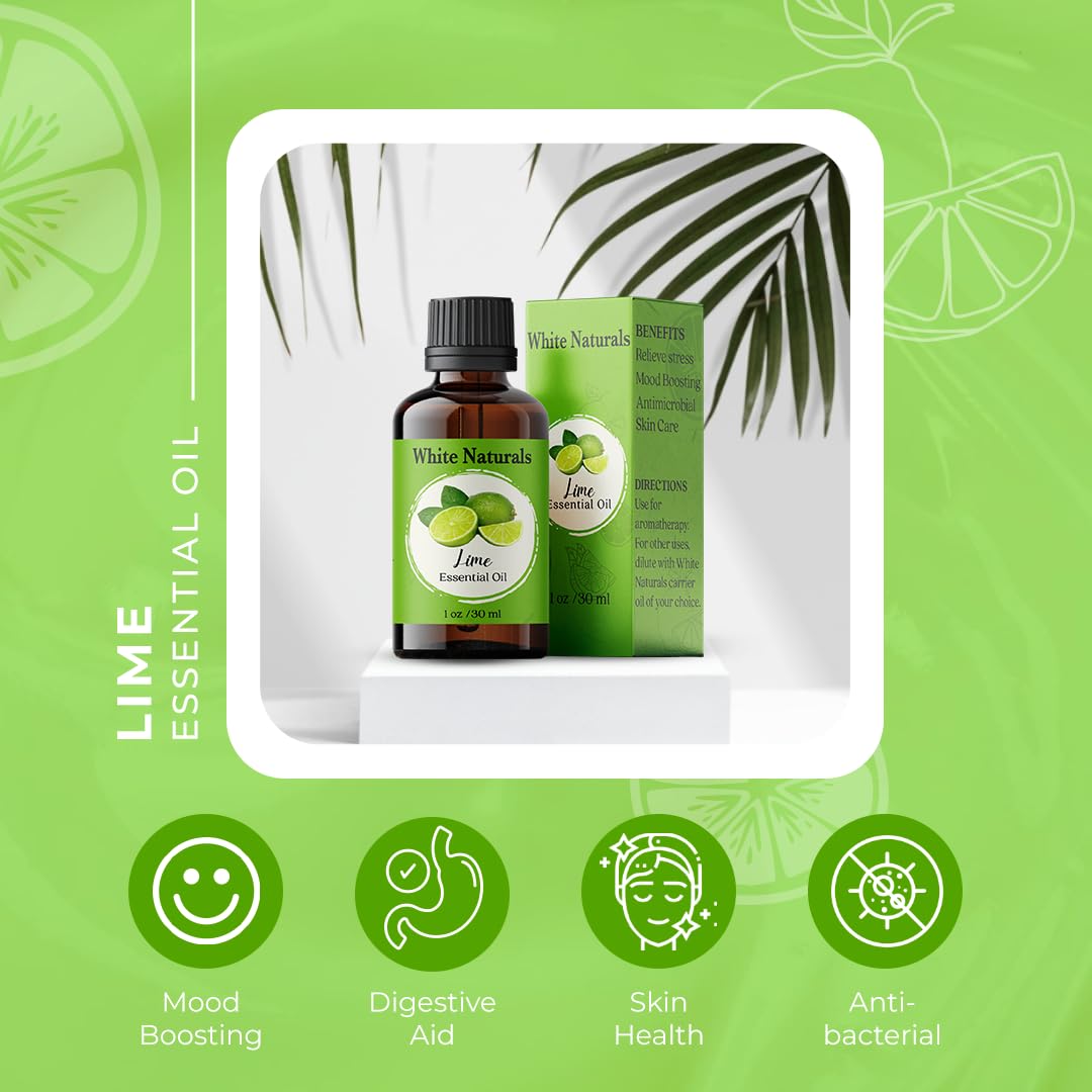 White Naturals Lime Essential Oil – 100% Pure & Cold-Pressed (1oz)