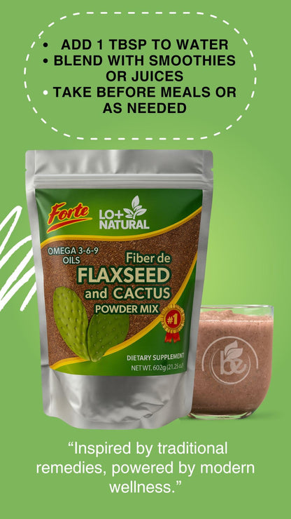 Linaza with Nopal Forte – 8 oz – 100% Natural Flaxseed & Nopal Cactus Powder – Fiber-Rich Digestive Support – Ground Blend Dietary Supplement – Vegan & Non-GMO