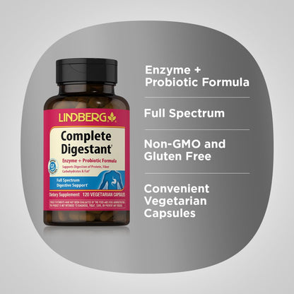 Lindberg Complete Digestant Multi-Enzyme Formula with Pancreatin & Betain Hydrochloride, 120 Capsules