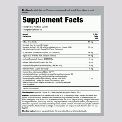 Lindberg Complete Digestant – Multi-Enzyme Formula with Pancreatin & Betaine HCl – 120 Capsules (Pack of 2)