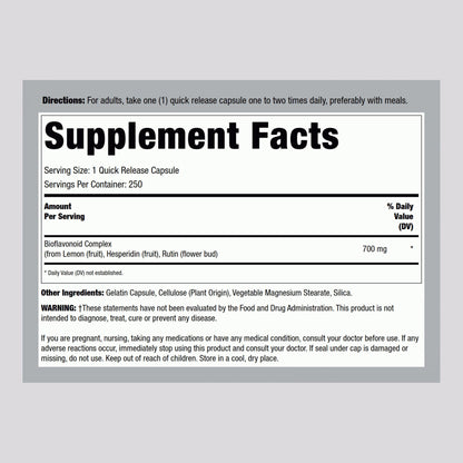Lindberg Lemon Bioflavonoid Complex - 700mg, 250 Caps | Non-GMO, Gluten Free