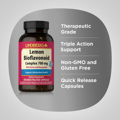 Lindberg Lemon Bioflavonoid Complex - 700mg, 250 Caps | Non-GMO, Gluten Free