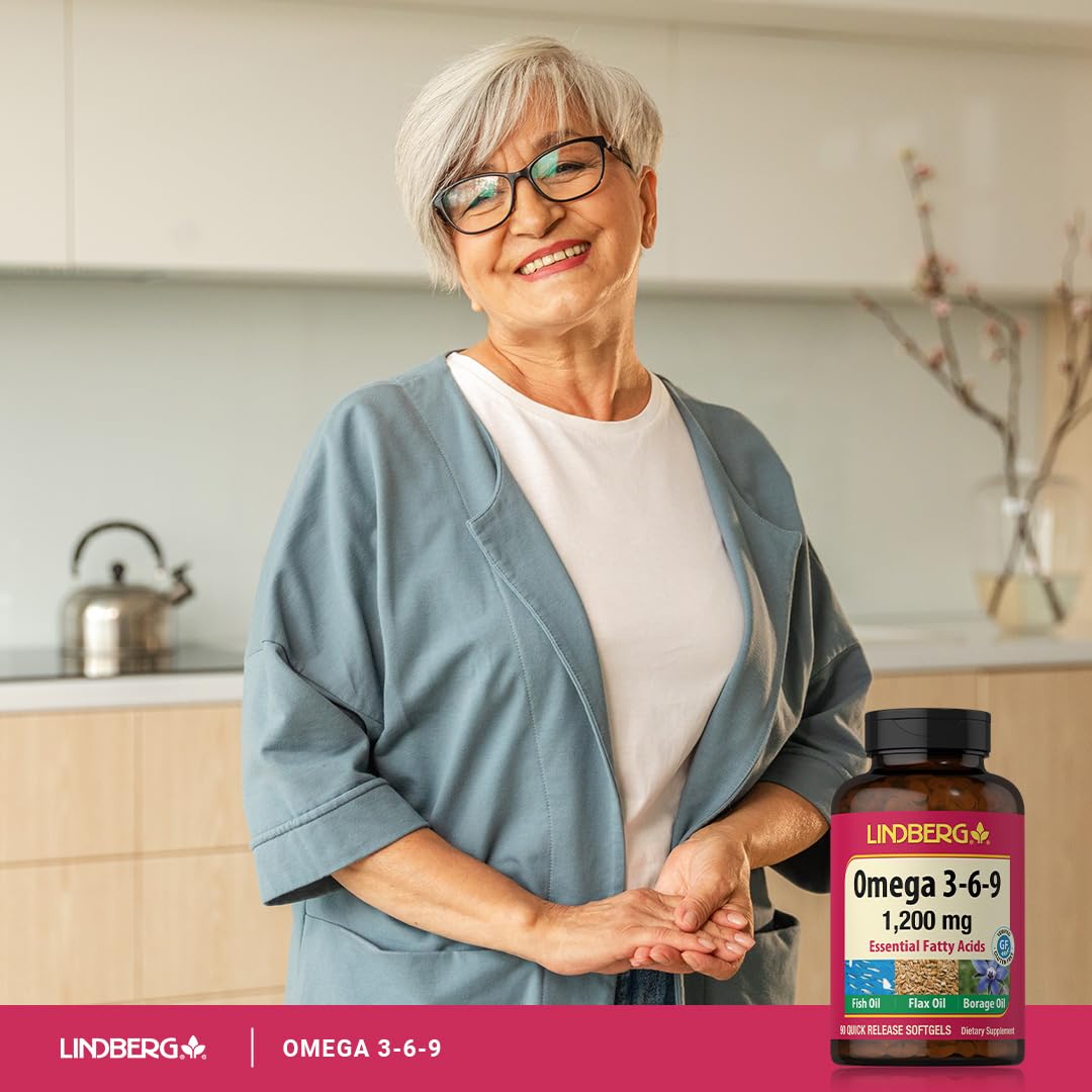 Lindberg Omega 3-6-9 Supplements 1200mg | 90 Softgels | Non-GMO Gluten Free | Pack of 2