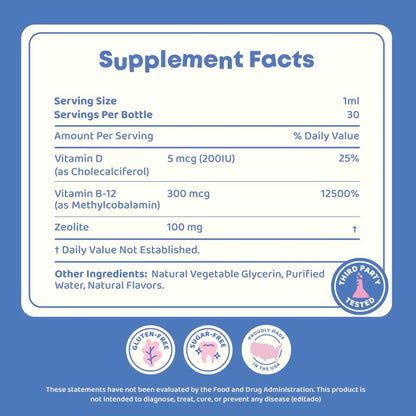 JoySpring LingoLeap: Liquid Kids Formula with Zeolite Clinoptilolite, Methylated B12 & Vitamin D3 | Ages 3+ | 1 fl oz