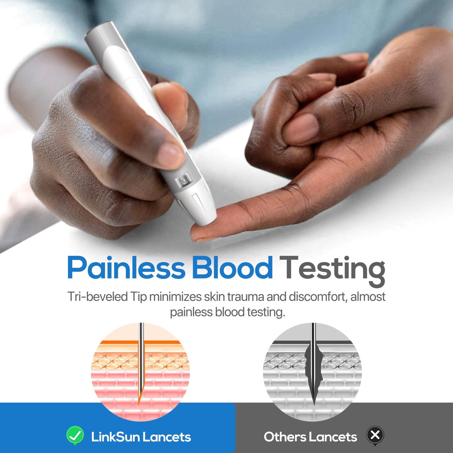 LinkSun 100 Test Strips + 100 Lancets Kit for G-425/G-427B Glucose Meters