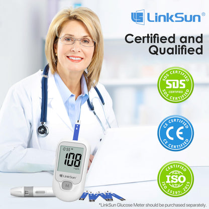 LinkSun 100-Count Diabetic Blood Test Strips for G-425/G-427B – 0.7µL, 5s