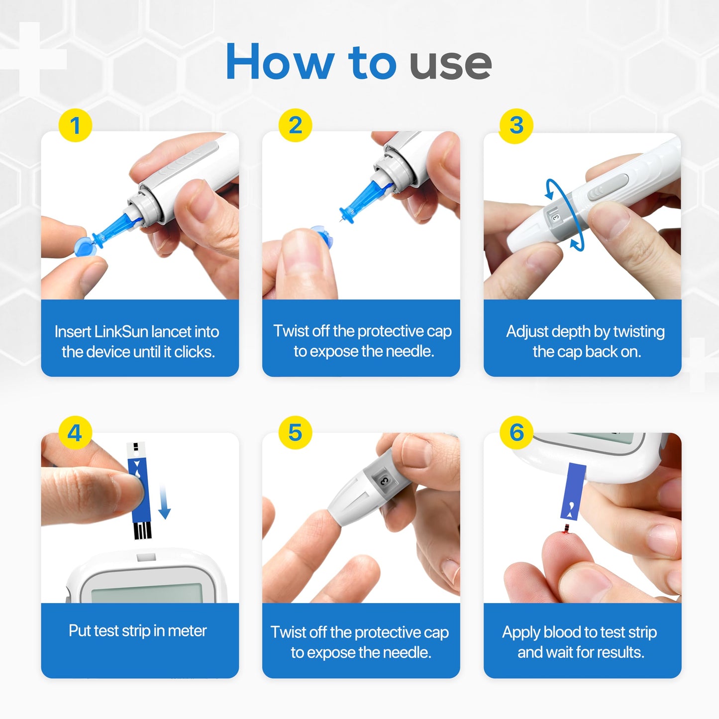 LinkSun 100 Test Strips + 100 Lancets Kit for G-425/G-427B Glucose Meters