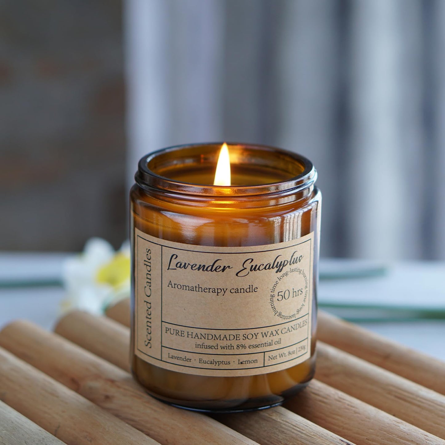 Liofeve Lavender & Eucalyptus Soy Candle – 8oz Aromatherapy for Relaxation