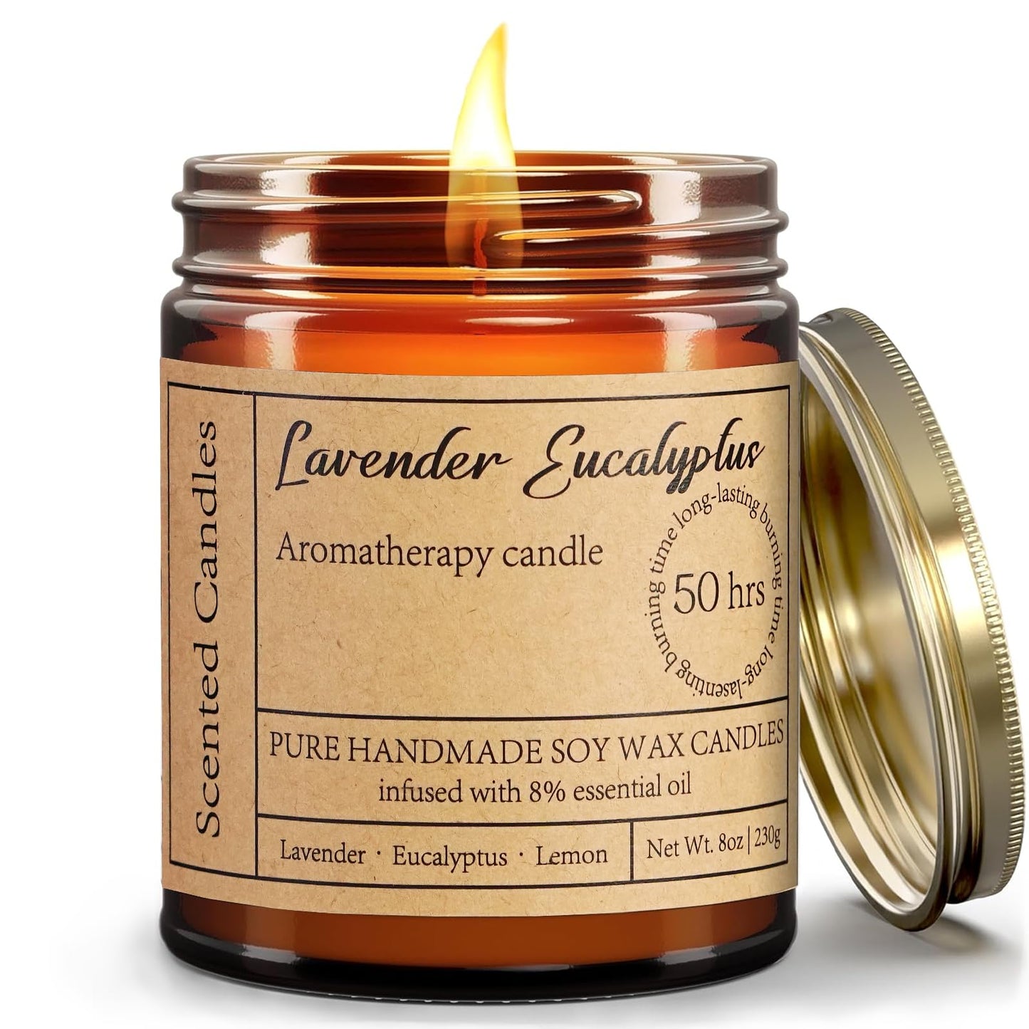 Liofeve Lavender & Eucalyptus Soy Candle – 8oz Aromatherapy for Relaxation