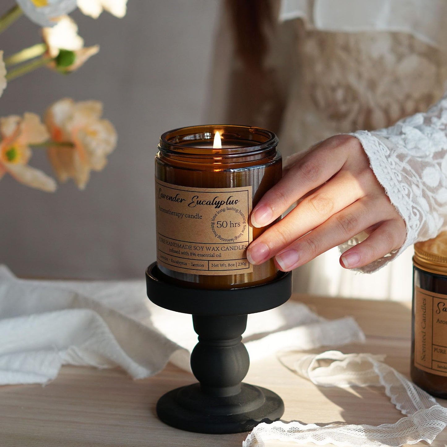 Liofeve Lavender & Eucalyptus Soy Candle – 8oz Aromatherapy for Relaxation