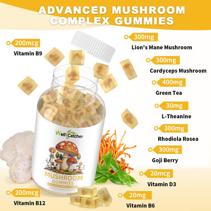 Lion's Mane Mushroom Gummies – Focus, Mood & Energy (60 ct) – Sugar Free, Vegan