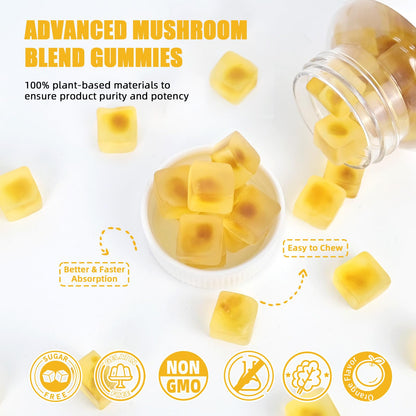 Lion's Mane Mushroom Gummies – Focus, Mood & Energy (60 ct) – Sugar Free, Vegan