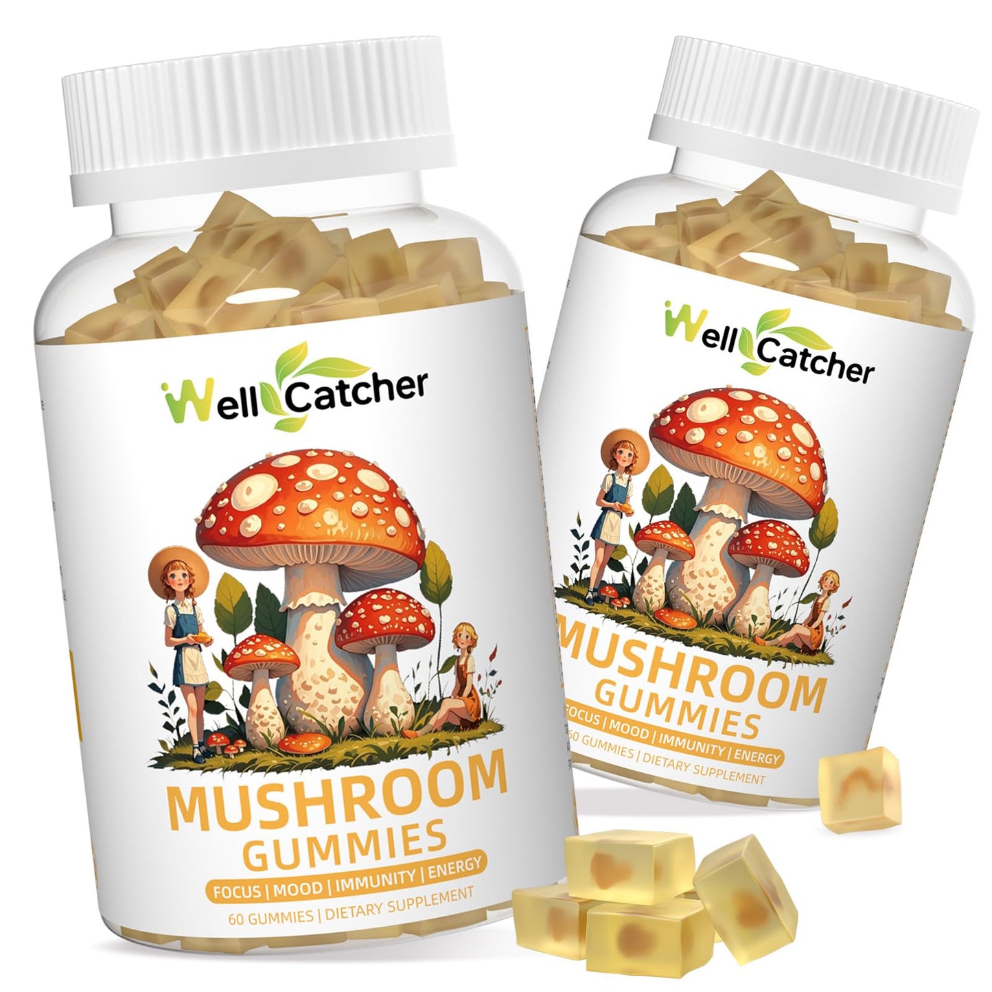 Lion's Mane Mushroom Gummies – Focus, Mood & Energy (60 ct) – Sugar Free, Vegan