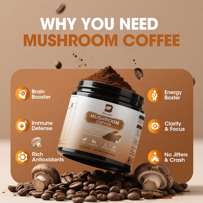 250g Mushroom Coffee - Lion's Mane, Reishi, Cordyceps & 10-Mushroom Power Blend | Low-Caffeine Brain Booster