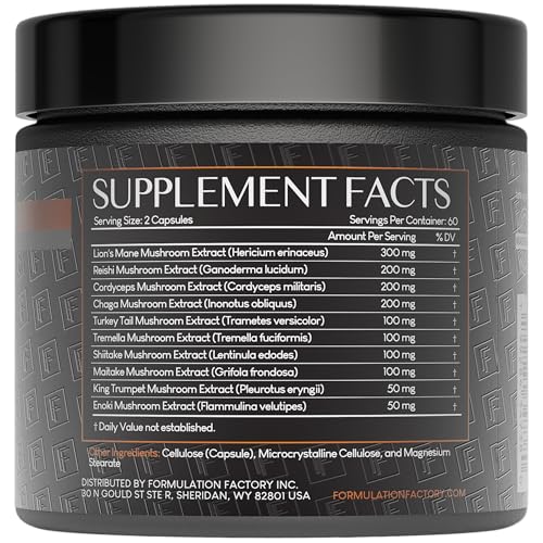 Formulation Factory Shroom Vroom 10-in-1 Mushroom Supplement — Focus, Energy & Immune Support