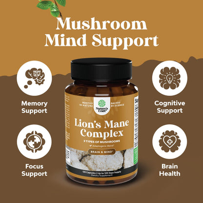 Advanced Lion's Mane Mushroom Supplement - Brain Health & Focus - 120 Caps