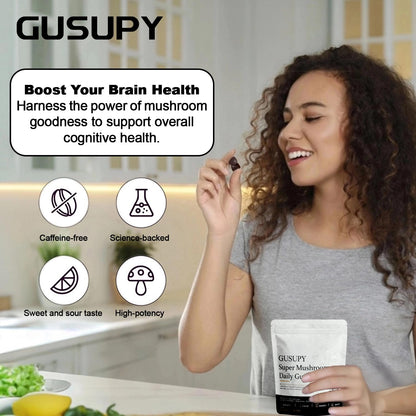 Lions Mane Mushroom Gummies - 12-Mushroom Brain Support, Blueberry, 60 Gummies