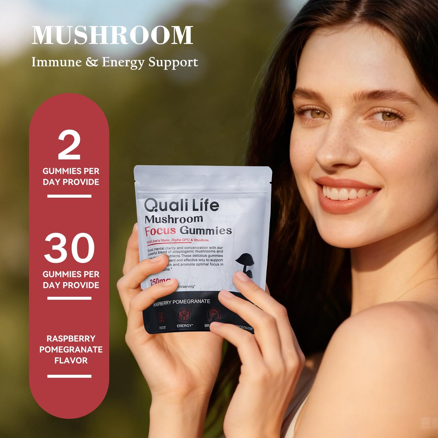 Mushroom Gummies with Lion's Mane – Focus & Memory Nootropics, Vegan, 60 Count