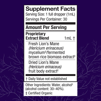 Host Defense Mushrooms Lion's Mane Extract – Brain Health & Focus Support (1 fl oz)