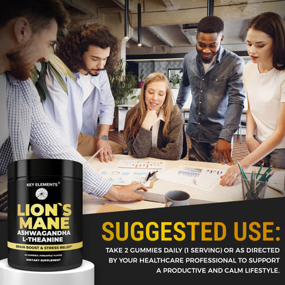 High Strength Lion's Mane Gummies with Ashwagandha & L-Theanine – Focus & Memory