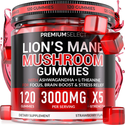 Lions Mane Gummies Sugar Free – 120 Gummies for Clarity & Brain Support