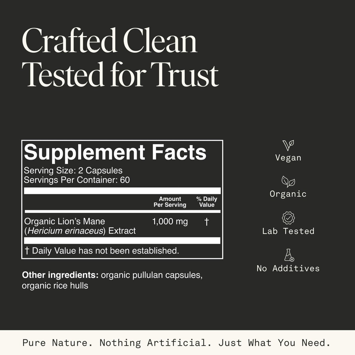 Lions Mane Mushroom Capsules – Memory, Focus & Mood Support | USDA Organic, Vegan, 120 Caps