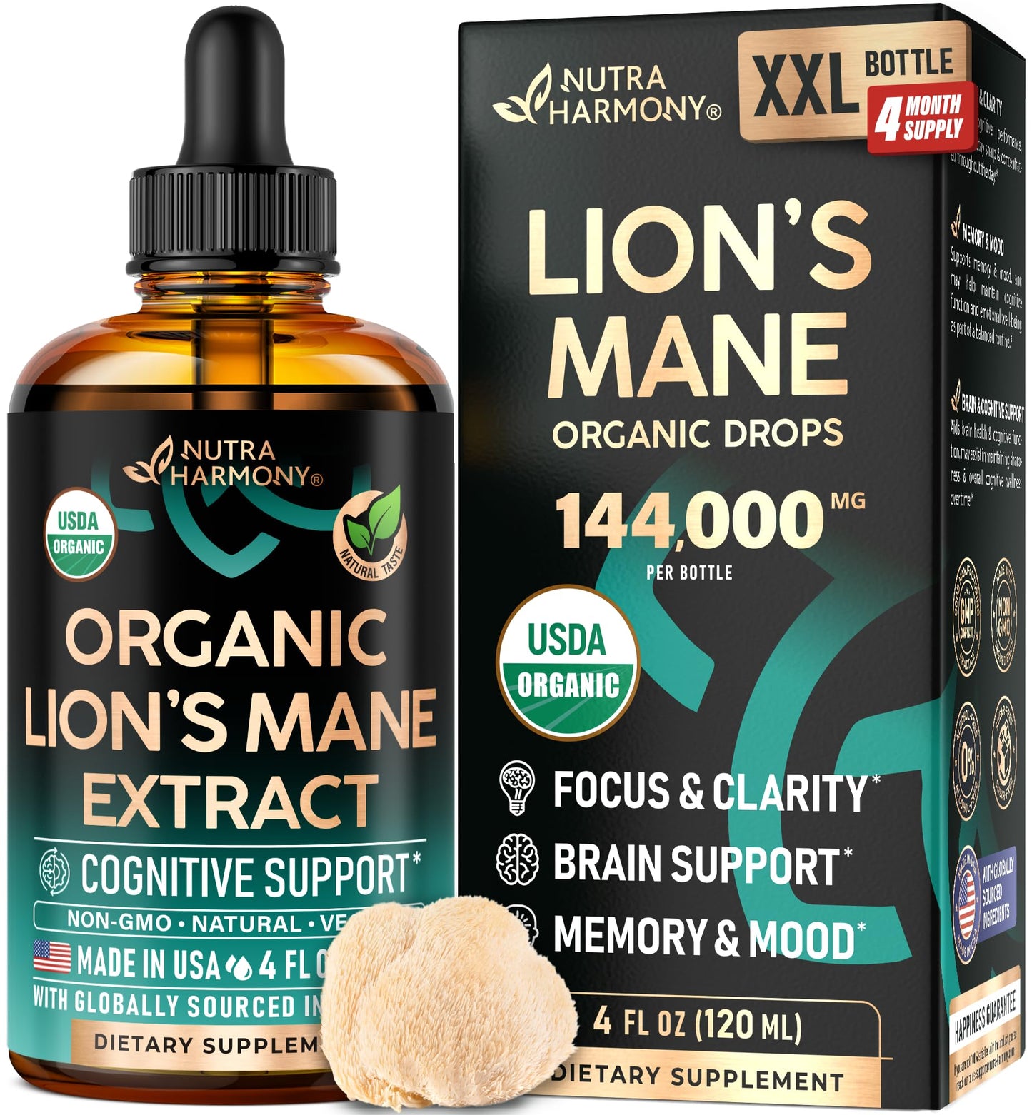 Lions Mane Liquid - USDA Organic Lion's Mane for Brain & Focus