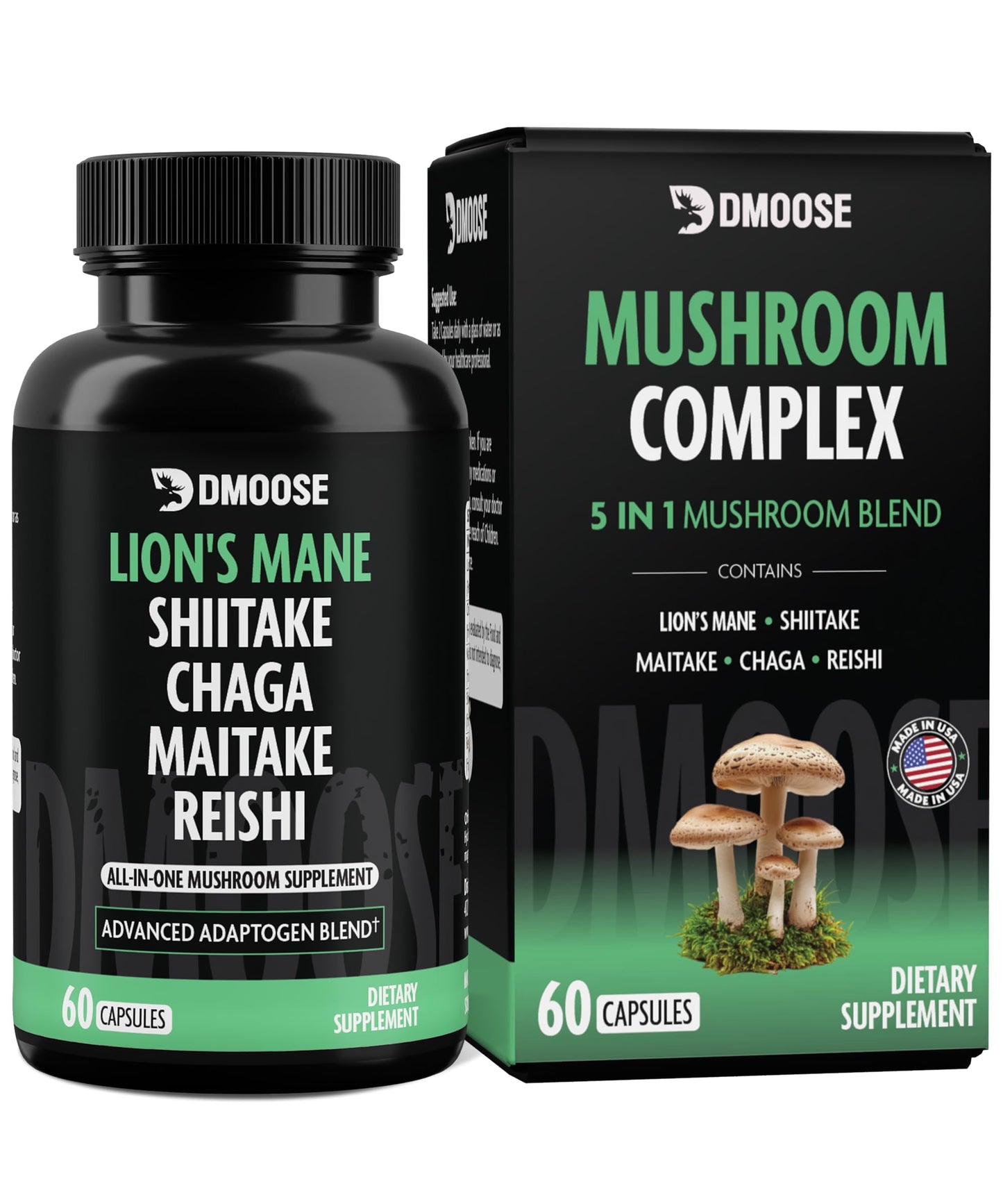 Lions Mane Mushroom Complex 5300 mg | 5-in-1 Adaptogenic Blend for Memory, Focus & Immune Support
