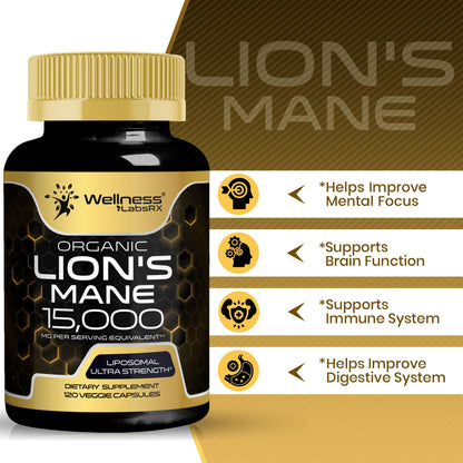 Lion's Mane Mushroom Capsules - 120 Count | Cognitive & Immune Support