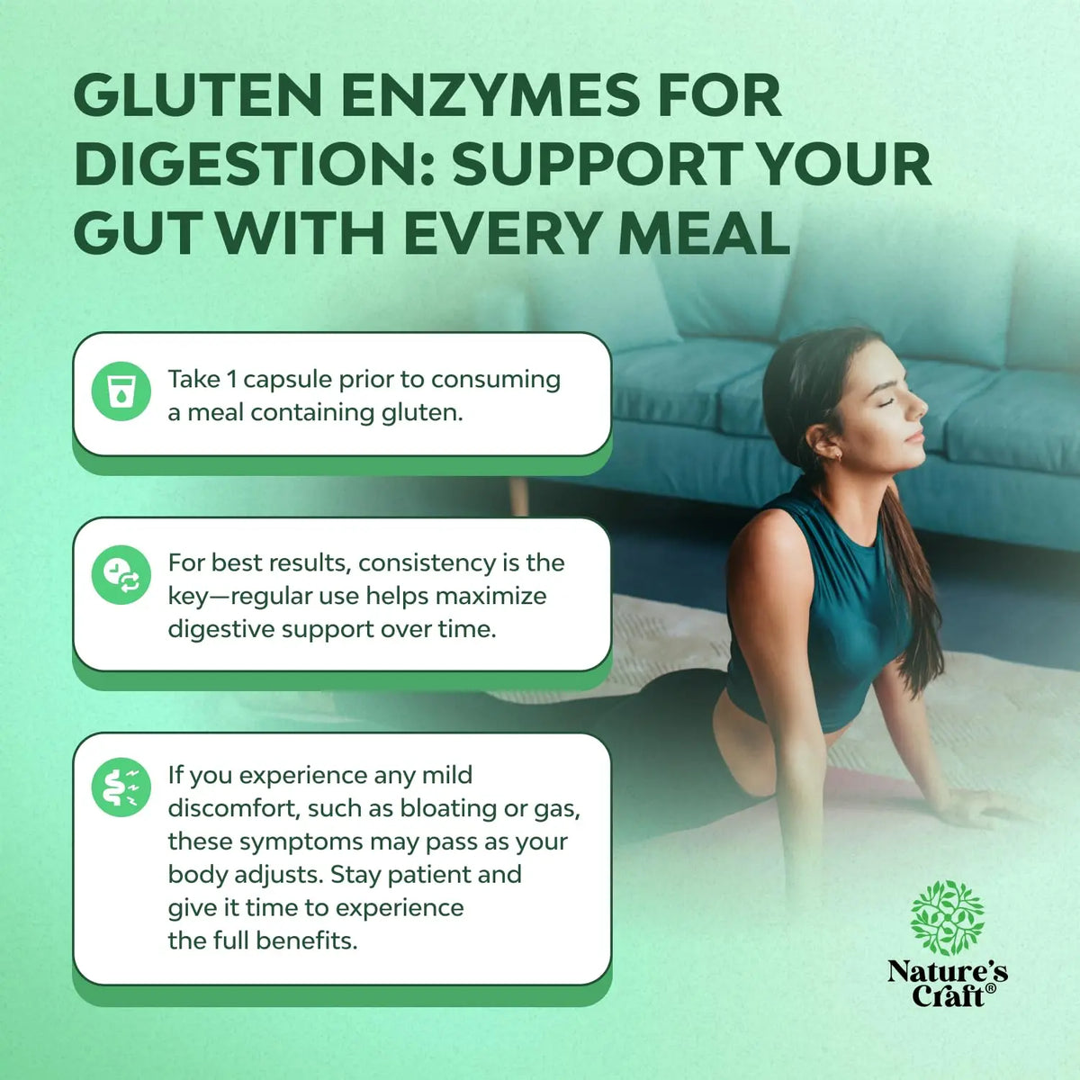 Natures Craft Gluten Digestive Enzymes – Fast Acting Debloat Support, 120 Count BritishVita | Premium UK Vitamins & Wellness Supplements