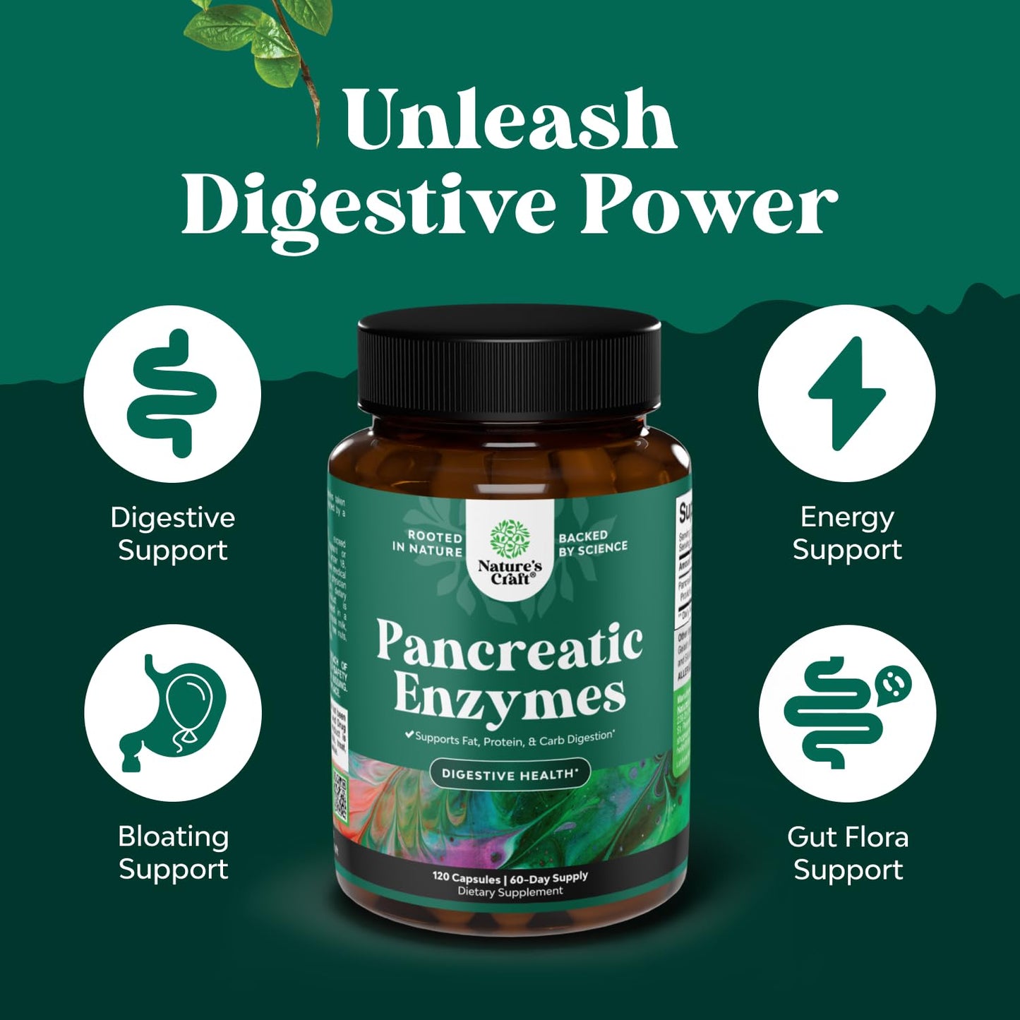 Natures Craft Pancreatin Digestive Enzymes – 120ct | Digestive Health