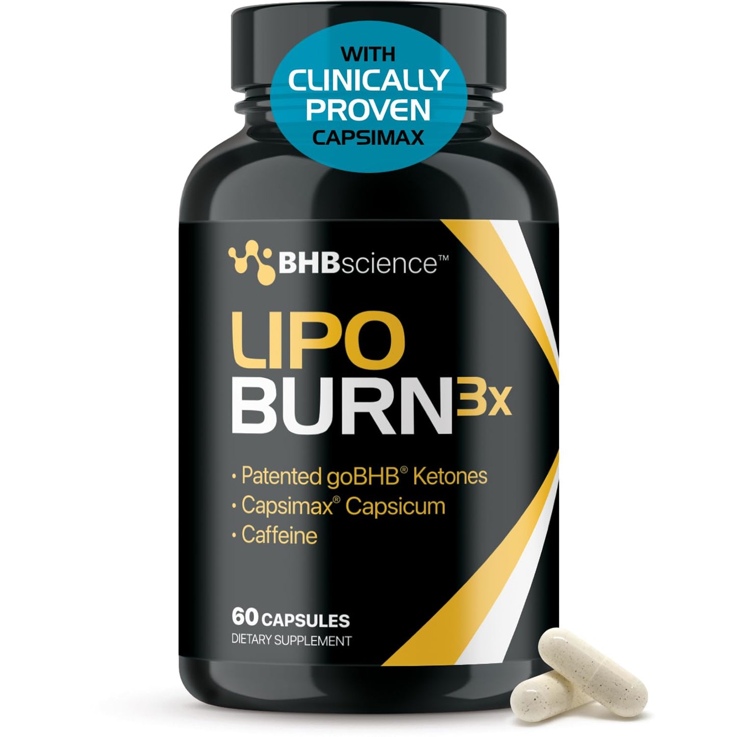 Lipo Burn Keto BHB – Exogenous Ketones with Capsimax & Caffeine (1 Month) | Vegetarian & Non-GMO