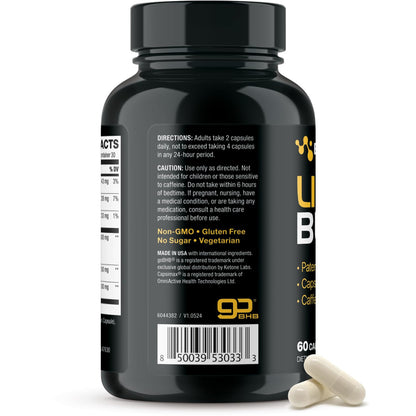 Lipo Burn Keto BHB – Exogenous Ketones with Capsimax & Caffeine (1 Month) | Vegetarian & Non-GMO