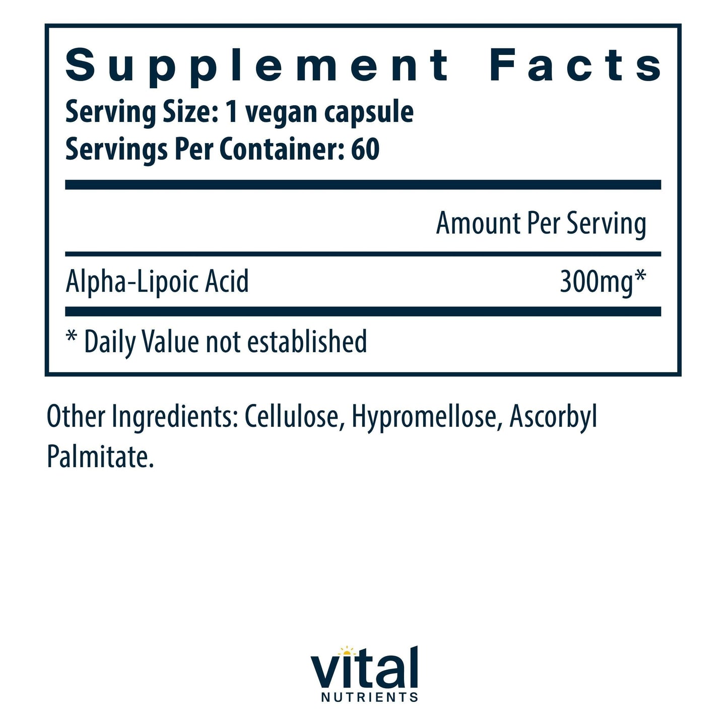 Vital Nutrients Lipoic Acid 300mg | ALA Antioxidant for Metabolism & Energy | 60 Capsules