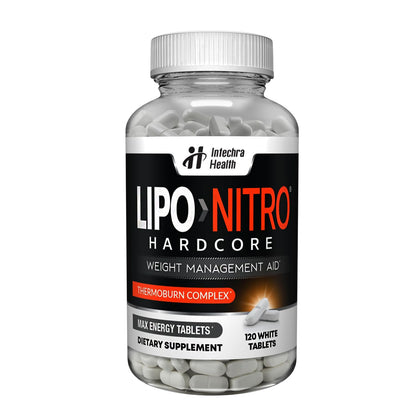 LipoNitro Thermo-Burn Diet Pills with Nitro Energy – 120 White Tablets | Made in USA