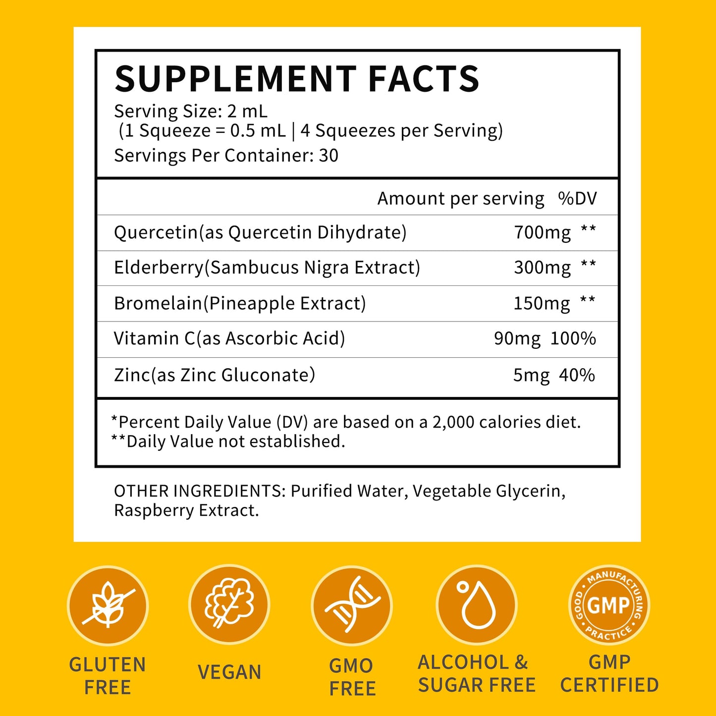 Liposomal Quercetin with Bromelain Liquid Drops – 700mg Quercetin + Bromelain for Immune, Heart & Antioxidant Support