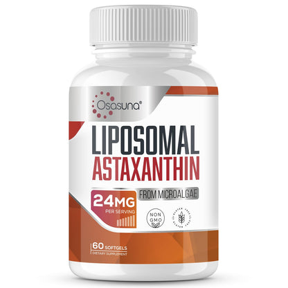 Liposomal Astaxanthin 24 mg Softgels – Maximum Absorption, Non-GMO, Gluten Free | 60 Softgels