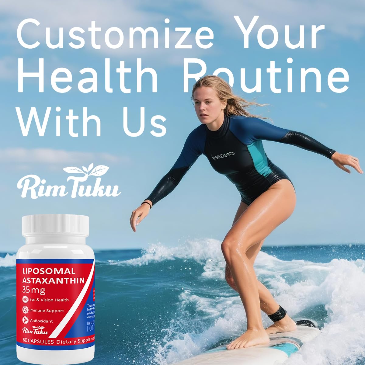 35mg Liposomal Astaxanthin Supplement – Vegan, Non-GMO, 120 Caps