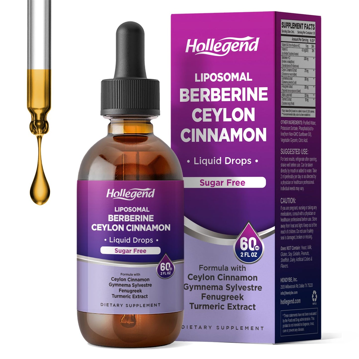 Liposomal Liquid Berberine Drops Sugar Free – Immune & Digestive Support (Lemon, 2 fl oz)
