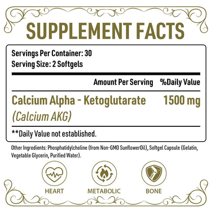 Liposomal Calcium AKG 1500 MG – 120 Softgels | Longevity & Energy