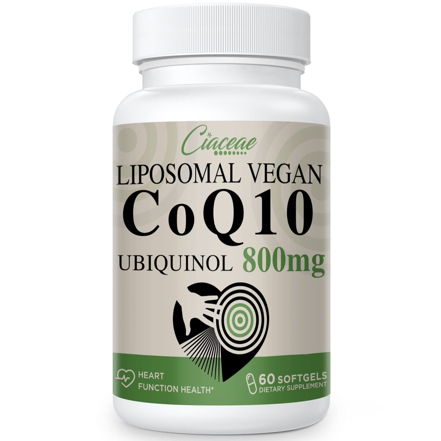 Liposomal CoQ10 800mg Ubiquinol Softgel, Max Absorption Ubiquinol CoQ10, Ubiquinol CoQ10 Supplement for Antioxidant, Heart Function & Energy Production, Pure CoQ10 800mg, 60 Vegan Softgels